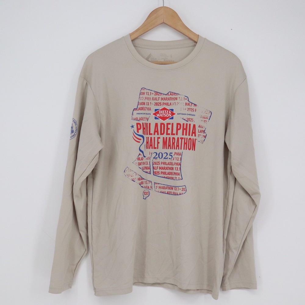 Leslie Jordan Philadelphia Half Marathon 2025 Long Sleeve Shirt Tan Mens Large